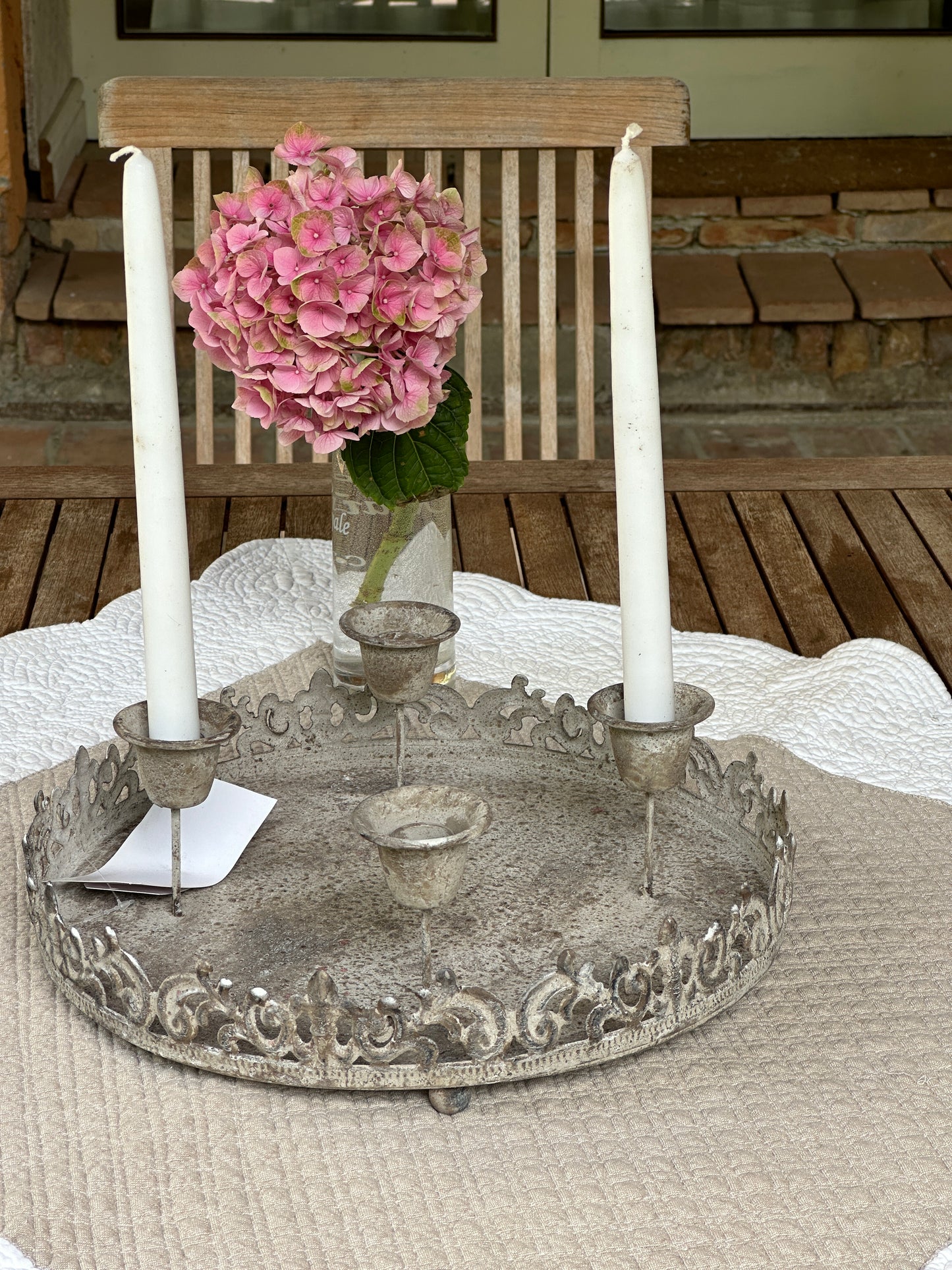 Candelabro Rotondo A Quattro Con Vassoio