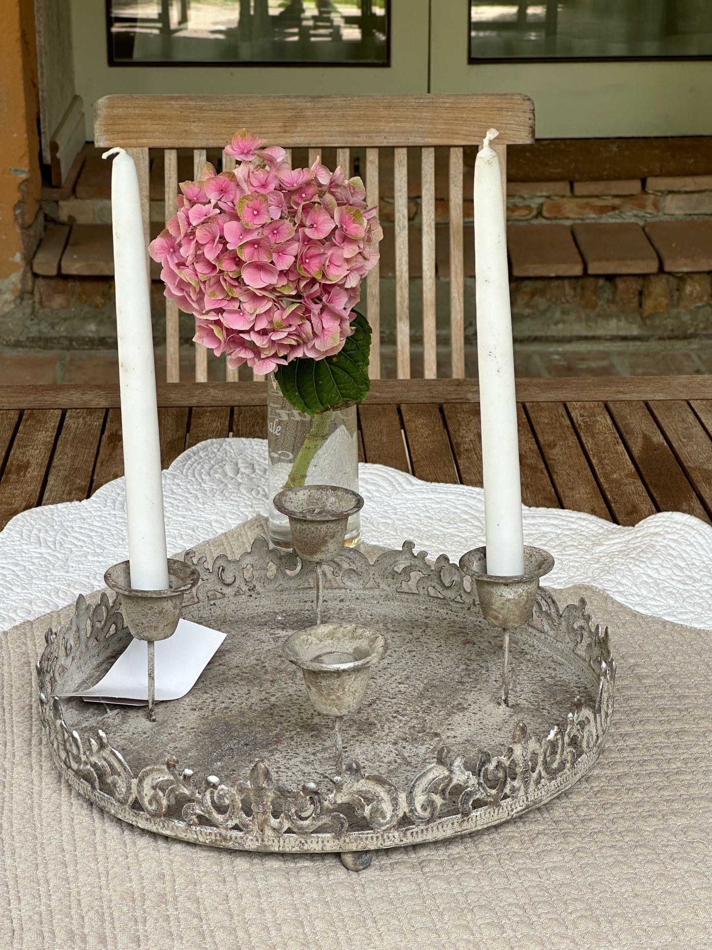 Candelabro Rotondo A Quattro Con Vassoio