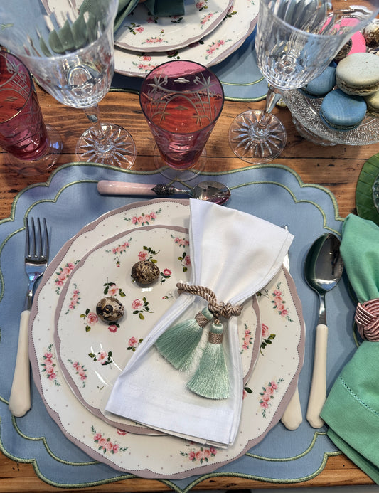 Tovaglietta Ricamata Azzurro/Verde Idrorepellente