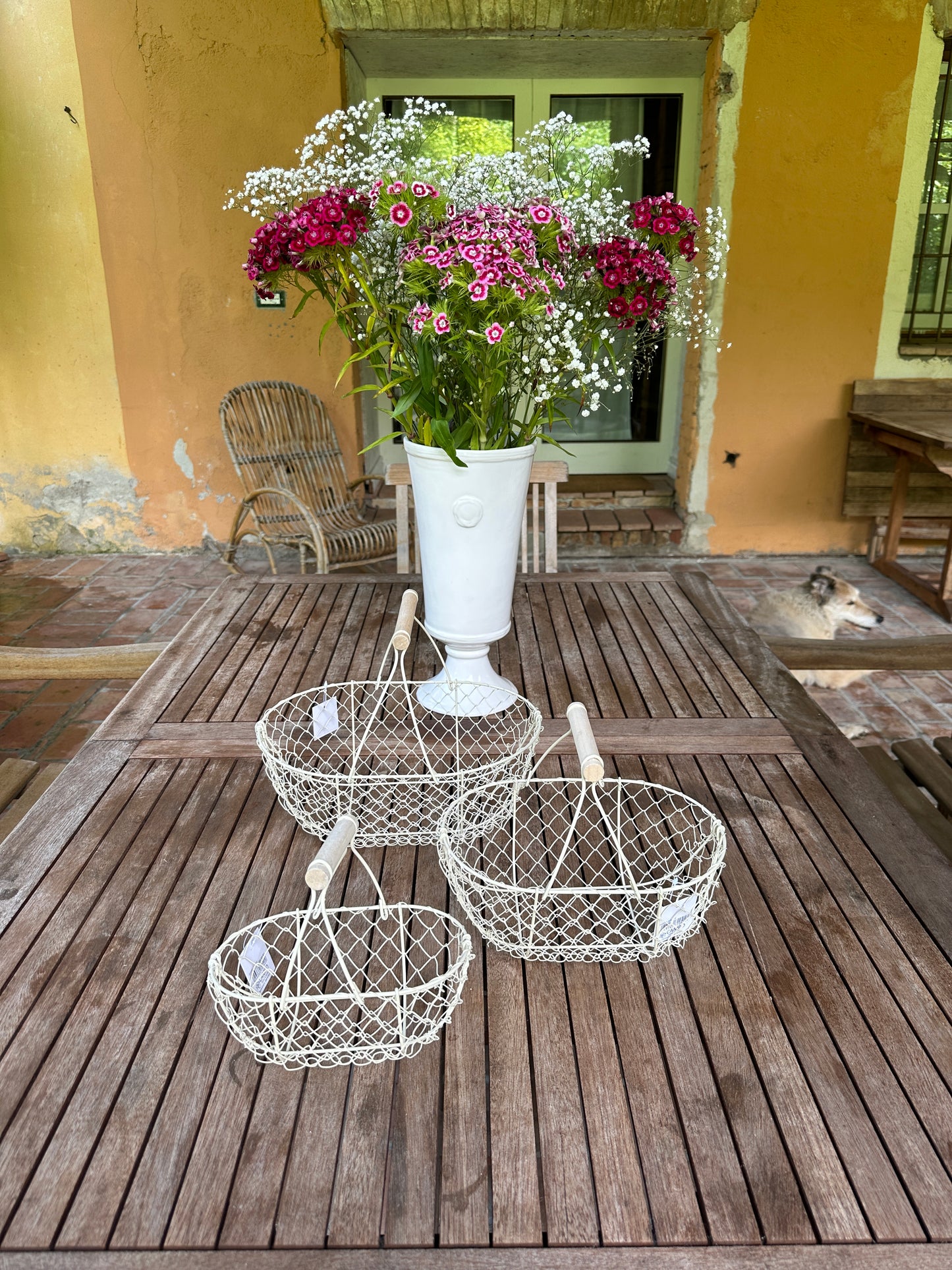 Cesta Con Maniglia In Fil Di Ferro