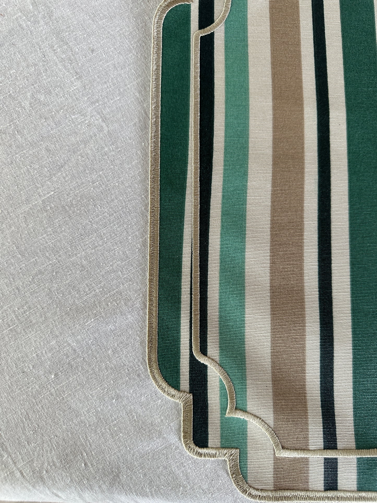Tovaglietta A Righe Beige/Verde Idrorepellente