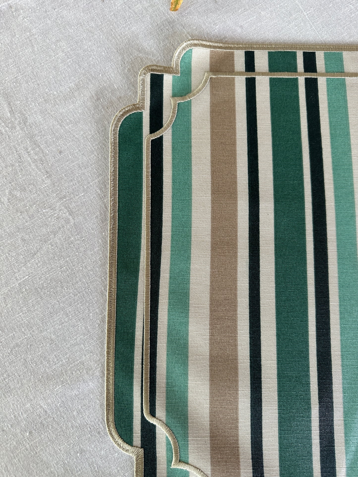 Tovaglietta A Righe Beige/Verde Idrorepellente