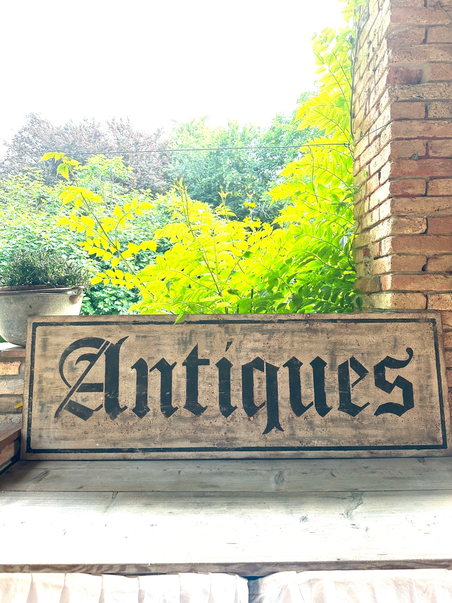 Insegna Scritta "ANTIQUES" Patina Antica