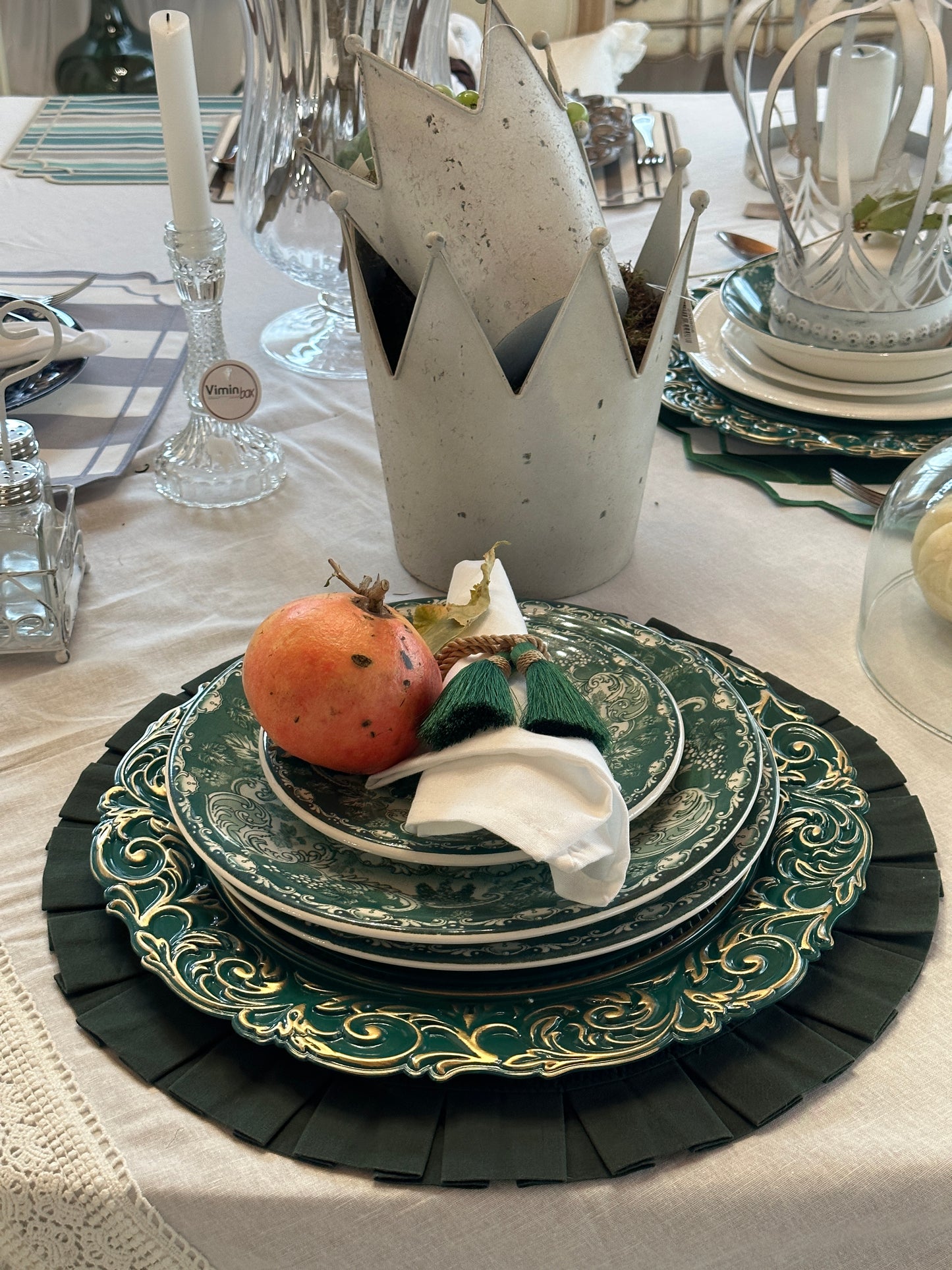 Tovaglietta Rotonda Con Rouches Verde