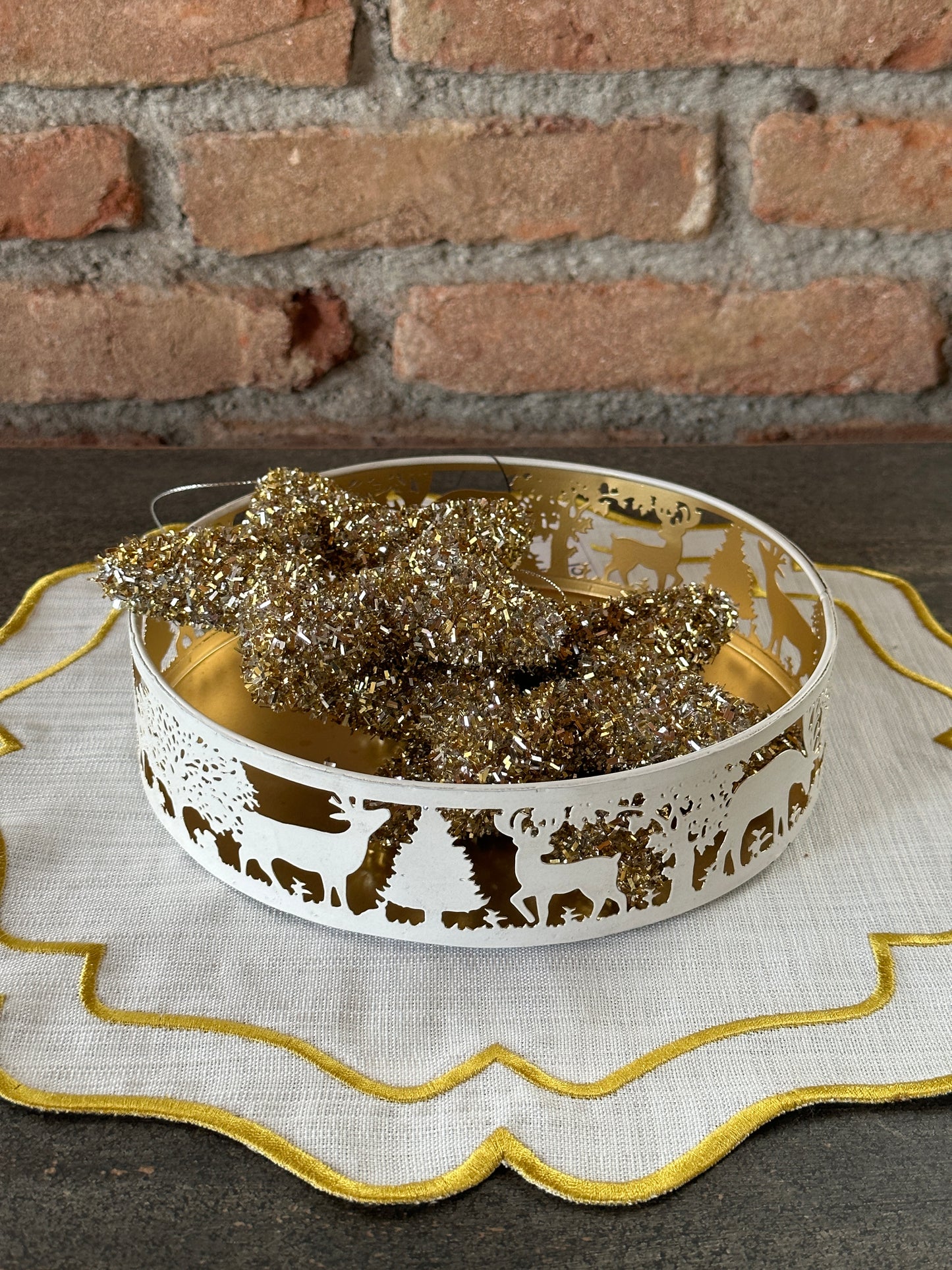 Vassoio Rotondo Con Cervo E Albero