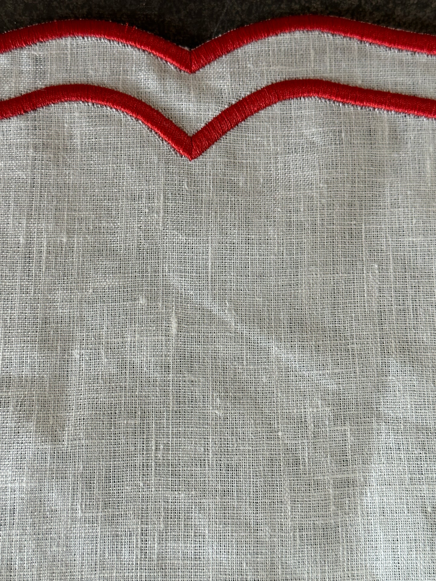 Tovaglietta Lino Ricamata Bianco/ Rosso