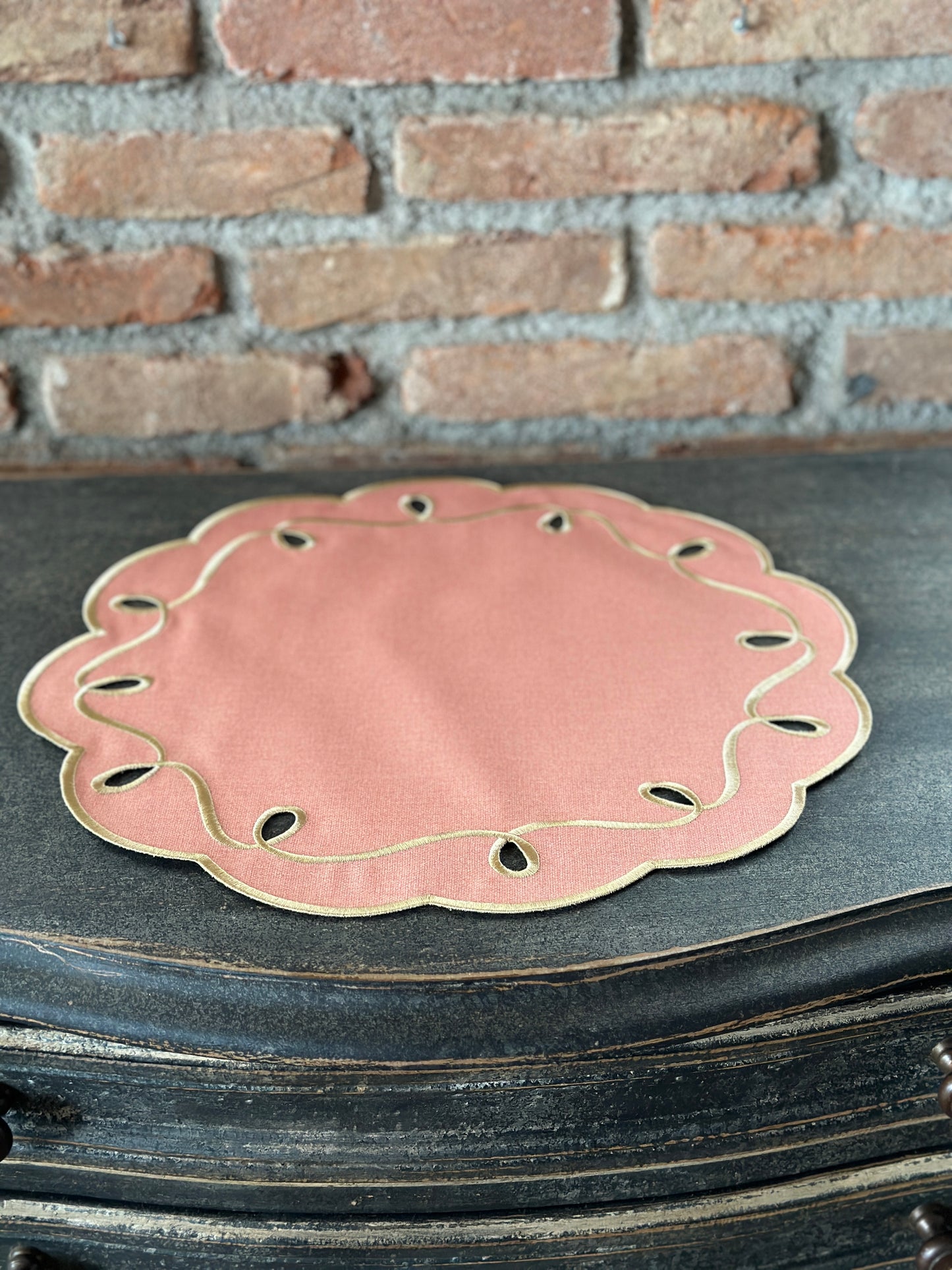 Tovaglietta Rosa Pesca/Oro Double Idrorepellente