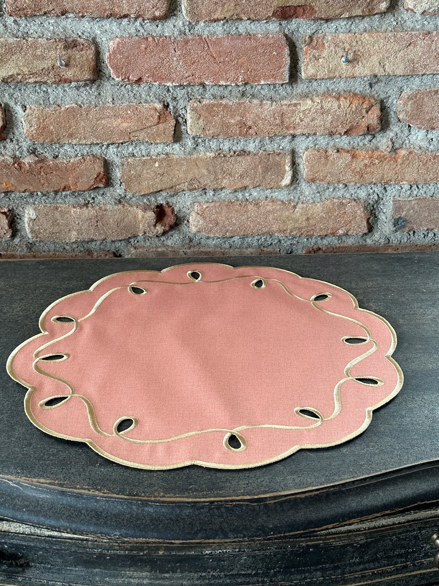 Tovaglietta Rosa Pesca/Oro Double Idrorepellente