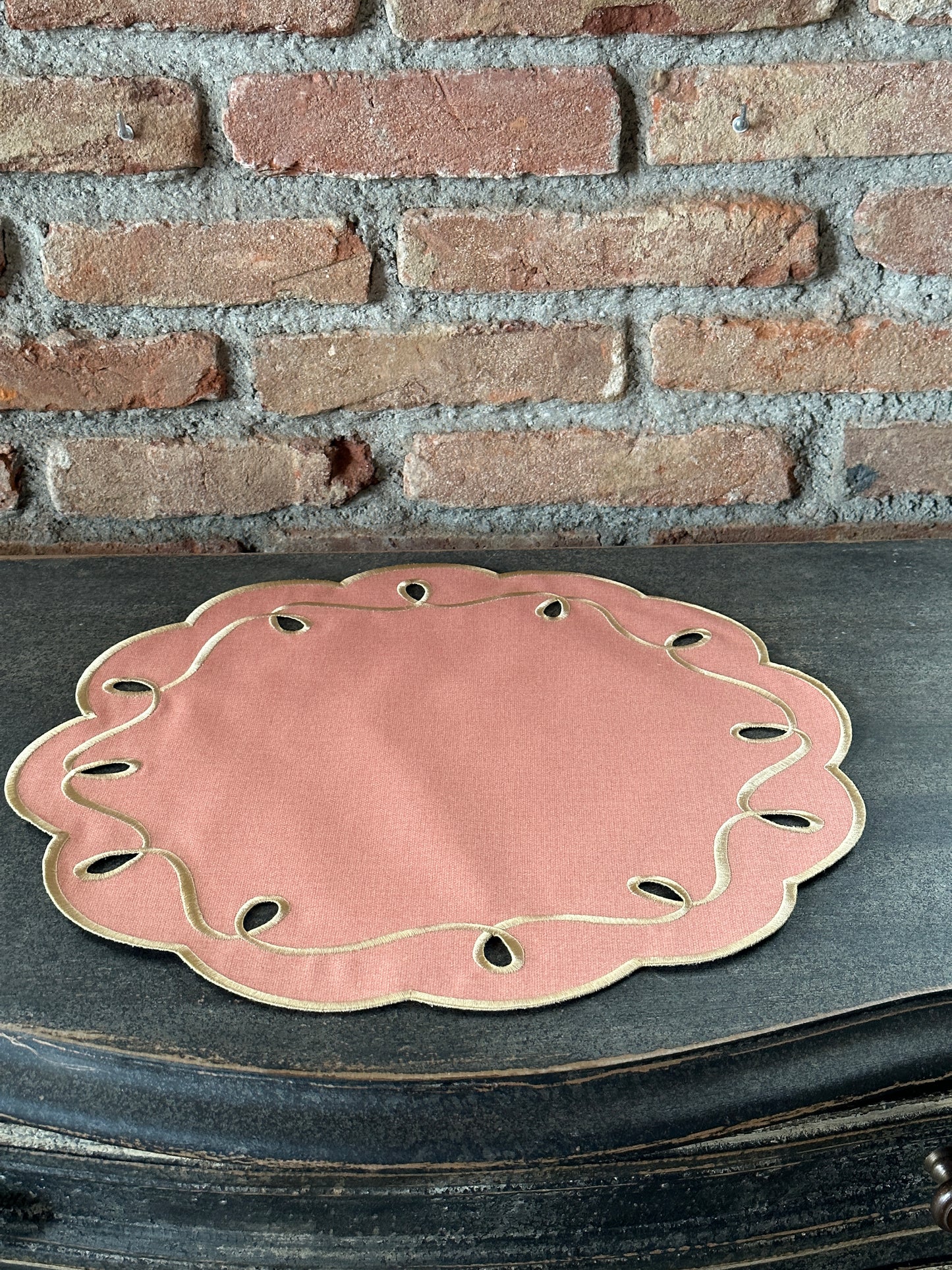 Tovaglietta Rosa Pesca/Oro Double Idrorepellente