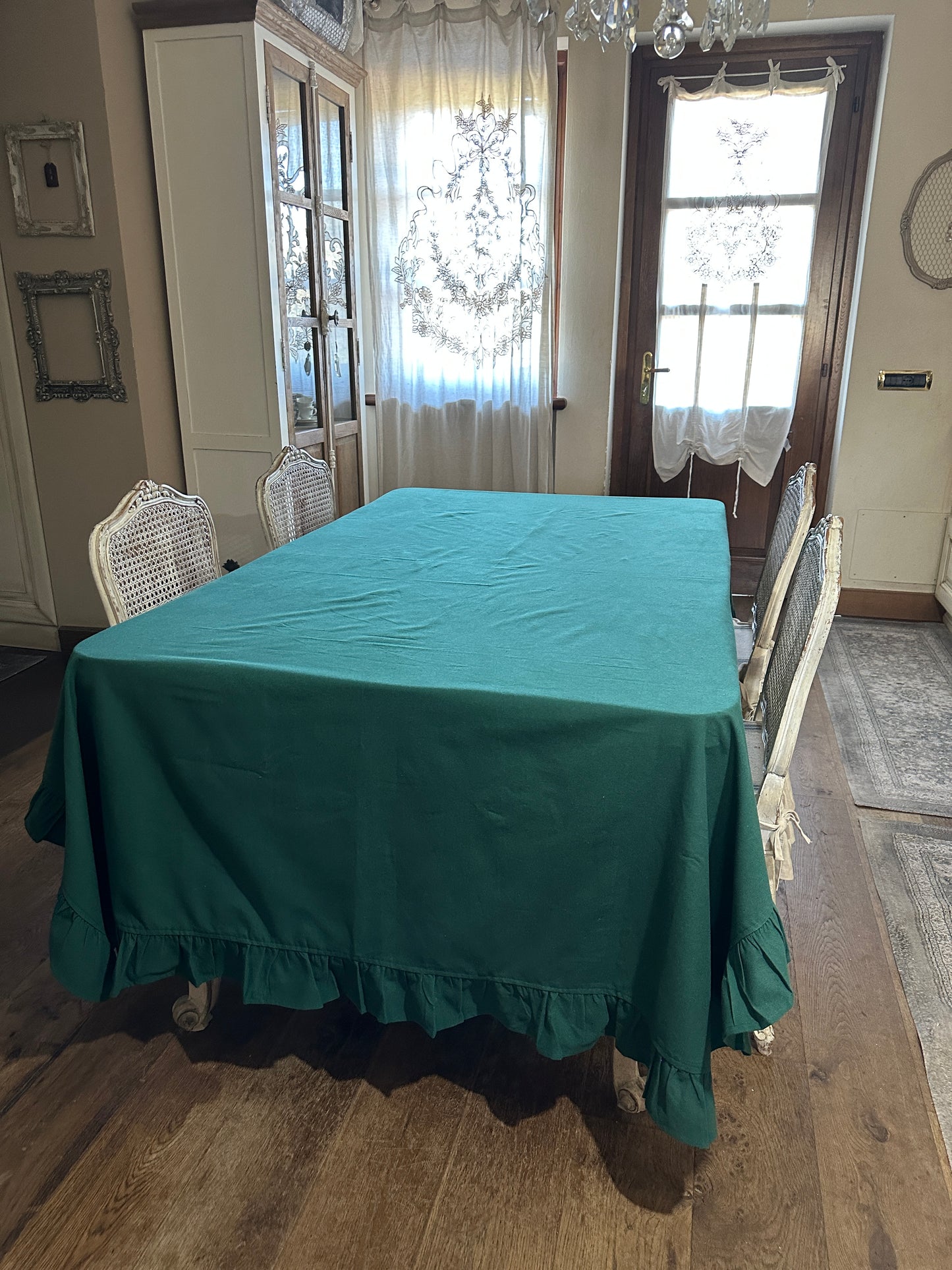 Tovaglia Rettangolare Verde Con Volant