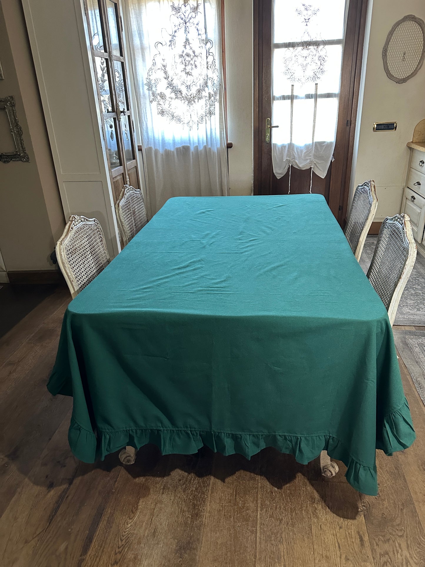 Tovaglia Rettangolare Verde Con Volant