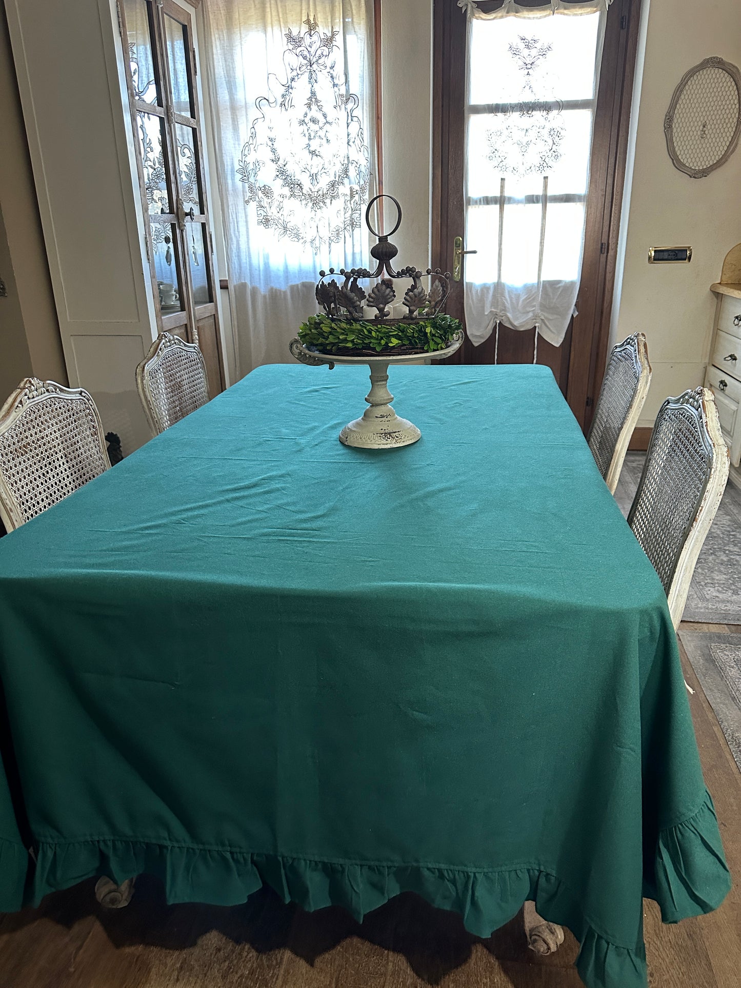 Tovaglia Rettangolare Verde Con Volant