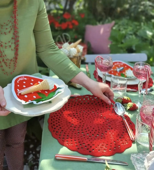 Sottopiatto/Centrino Uncinetto Rosso