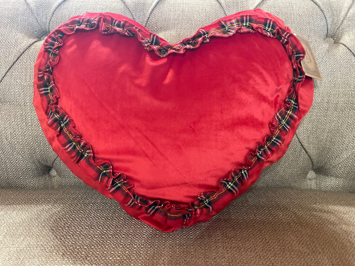 Cuscino Royal Velvet Cuore Con Tartan