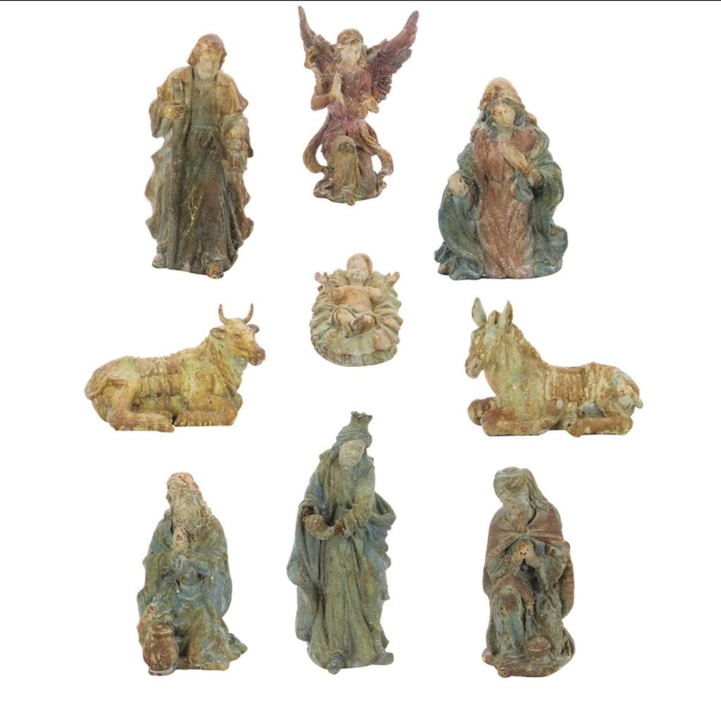 Set Presepe Anticato 9 Pezzi