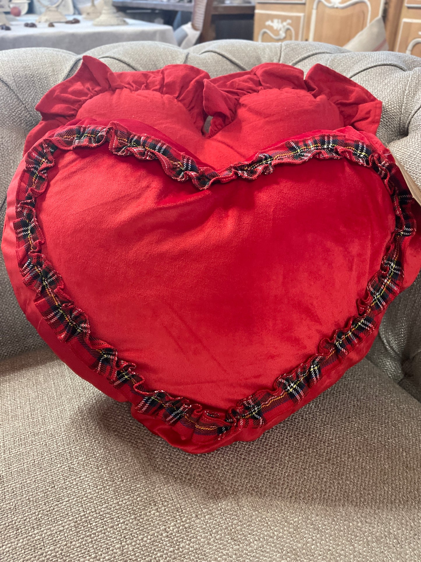 Cuscino Royal Velvet Cuore Con Tartan