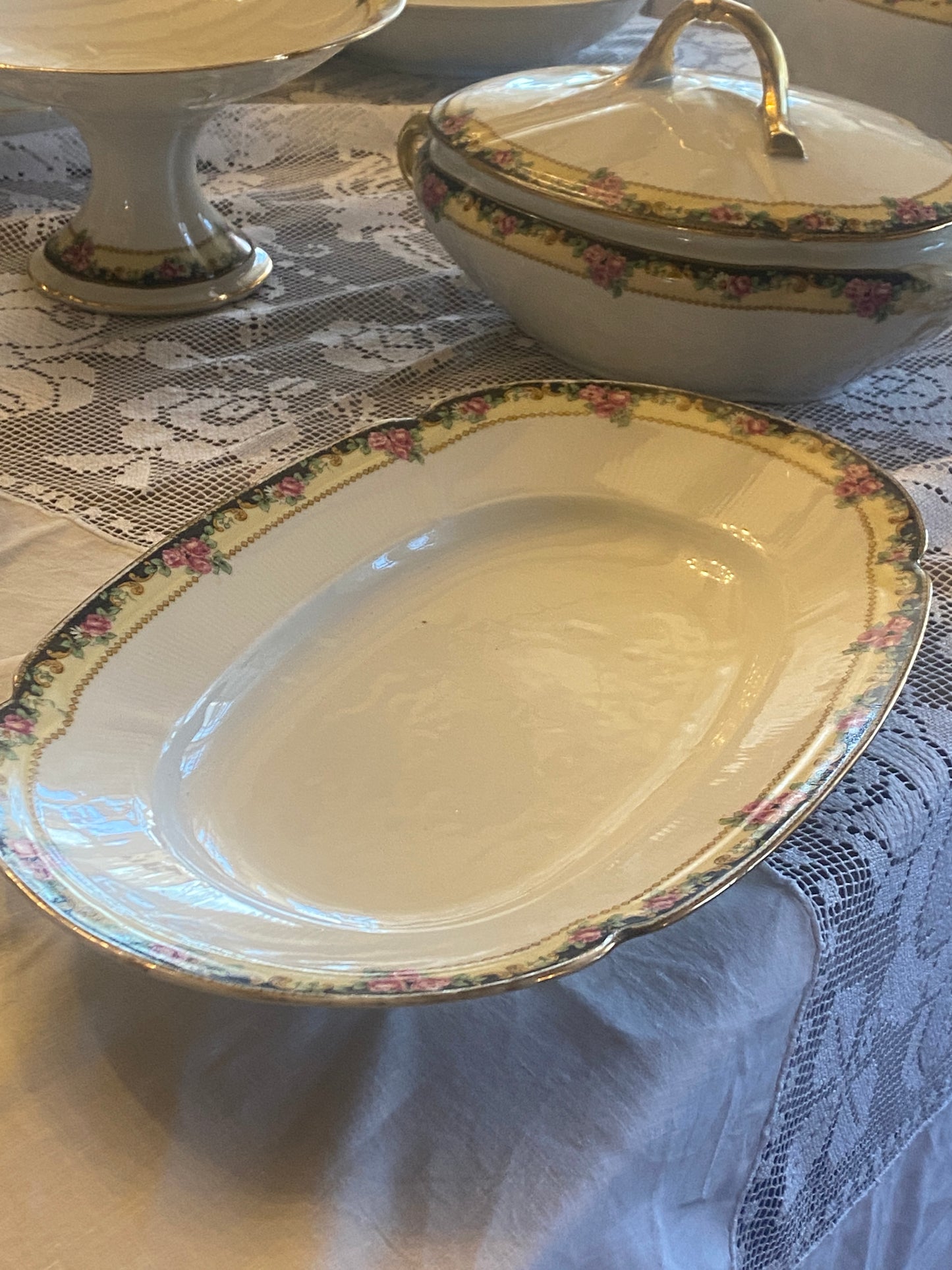 Servizio Piatti Antico Limoges Con Decori Floreali