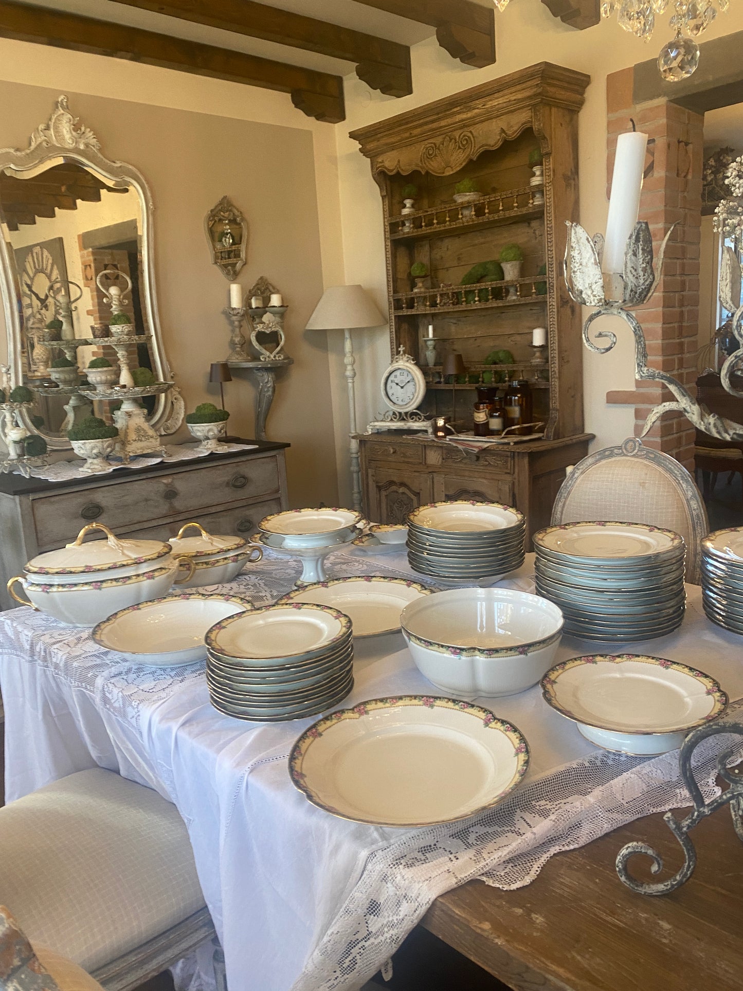 Servizio Piatti Antico Limoges Con Decori Floreali
