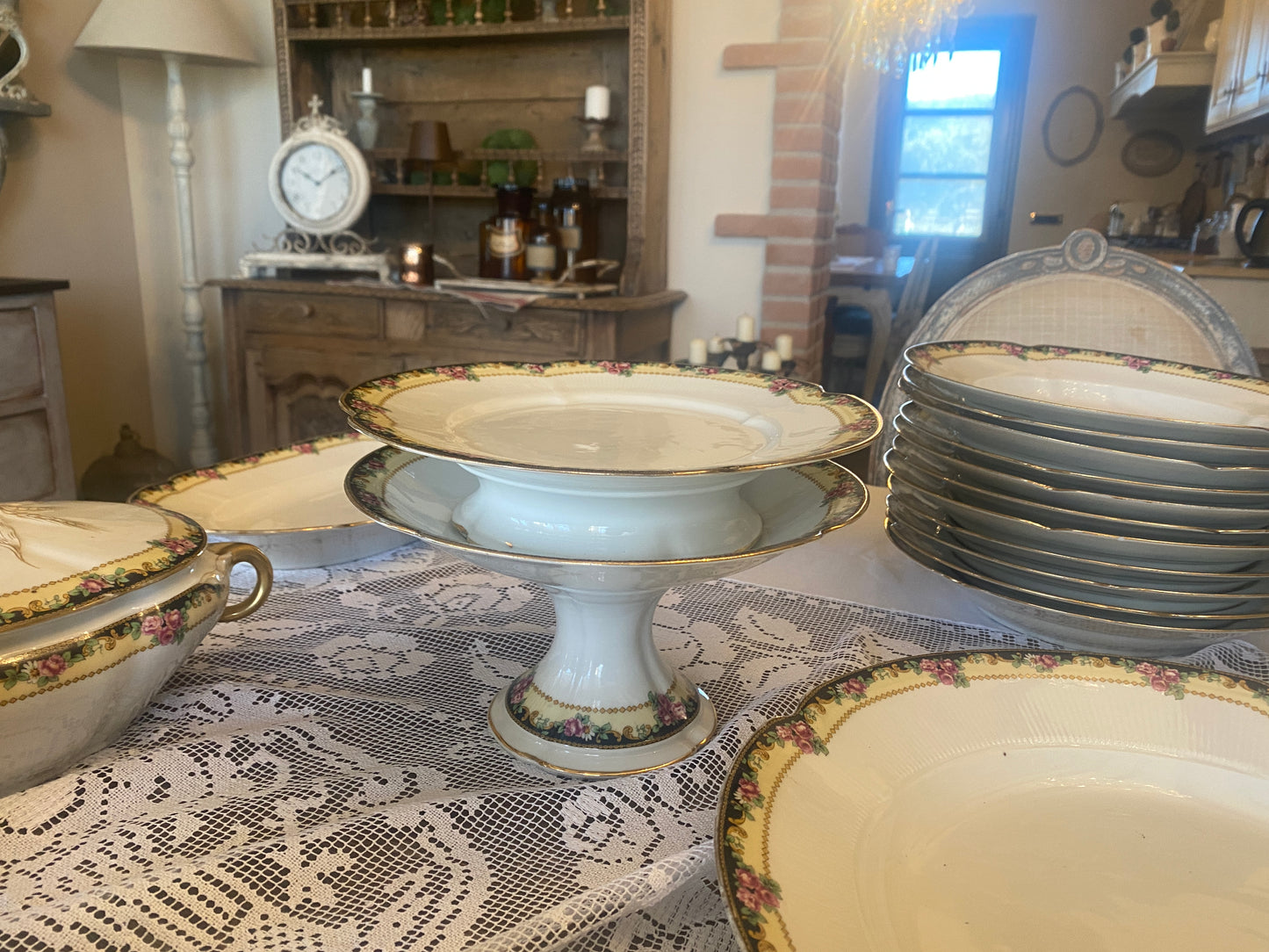 Servizio Piatti Antico Limoges Con Decori Floreali