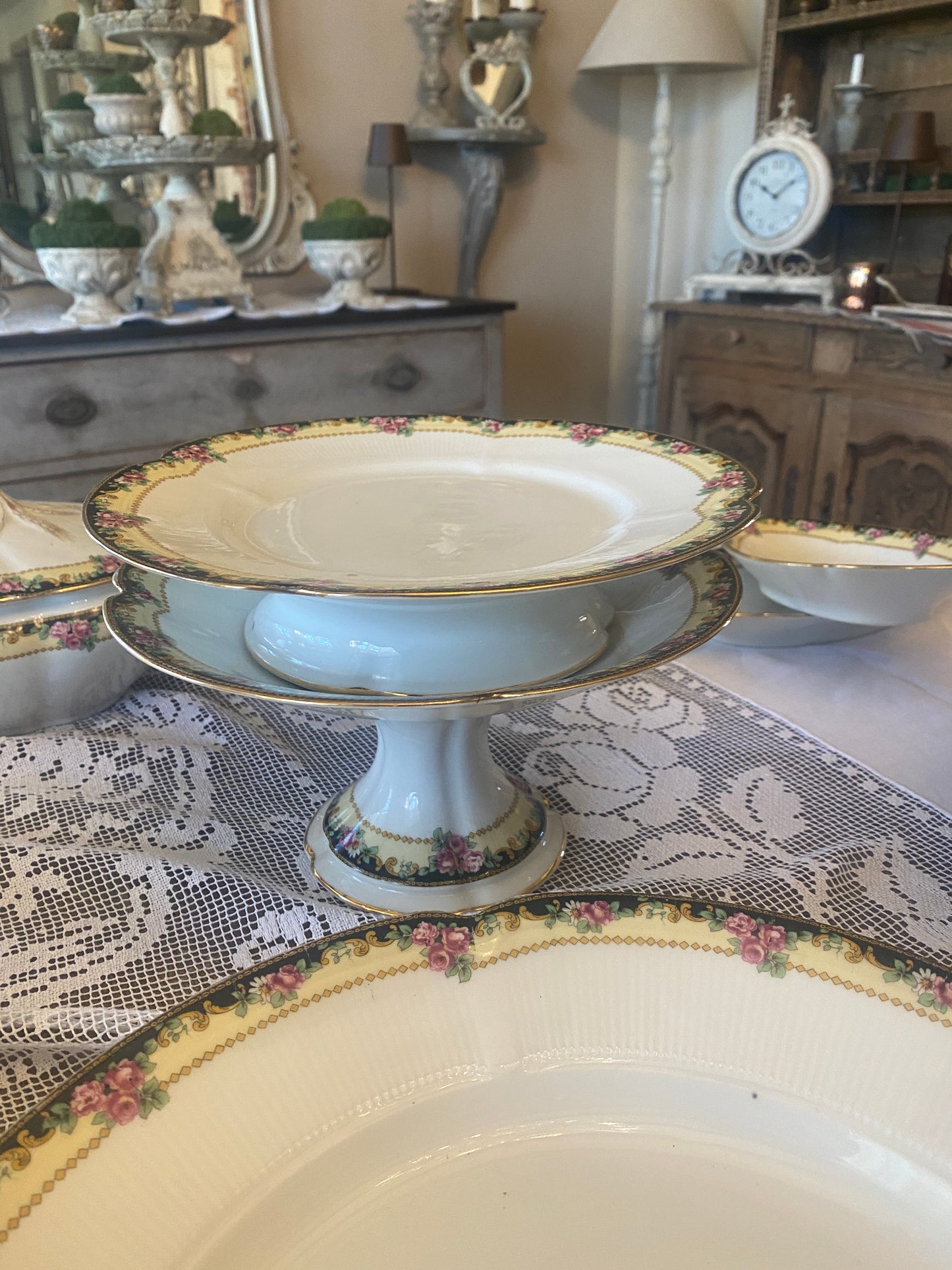 Servizio Piatti Antico Limoges Con Decori Floreali