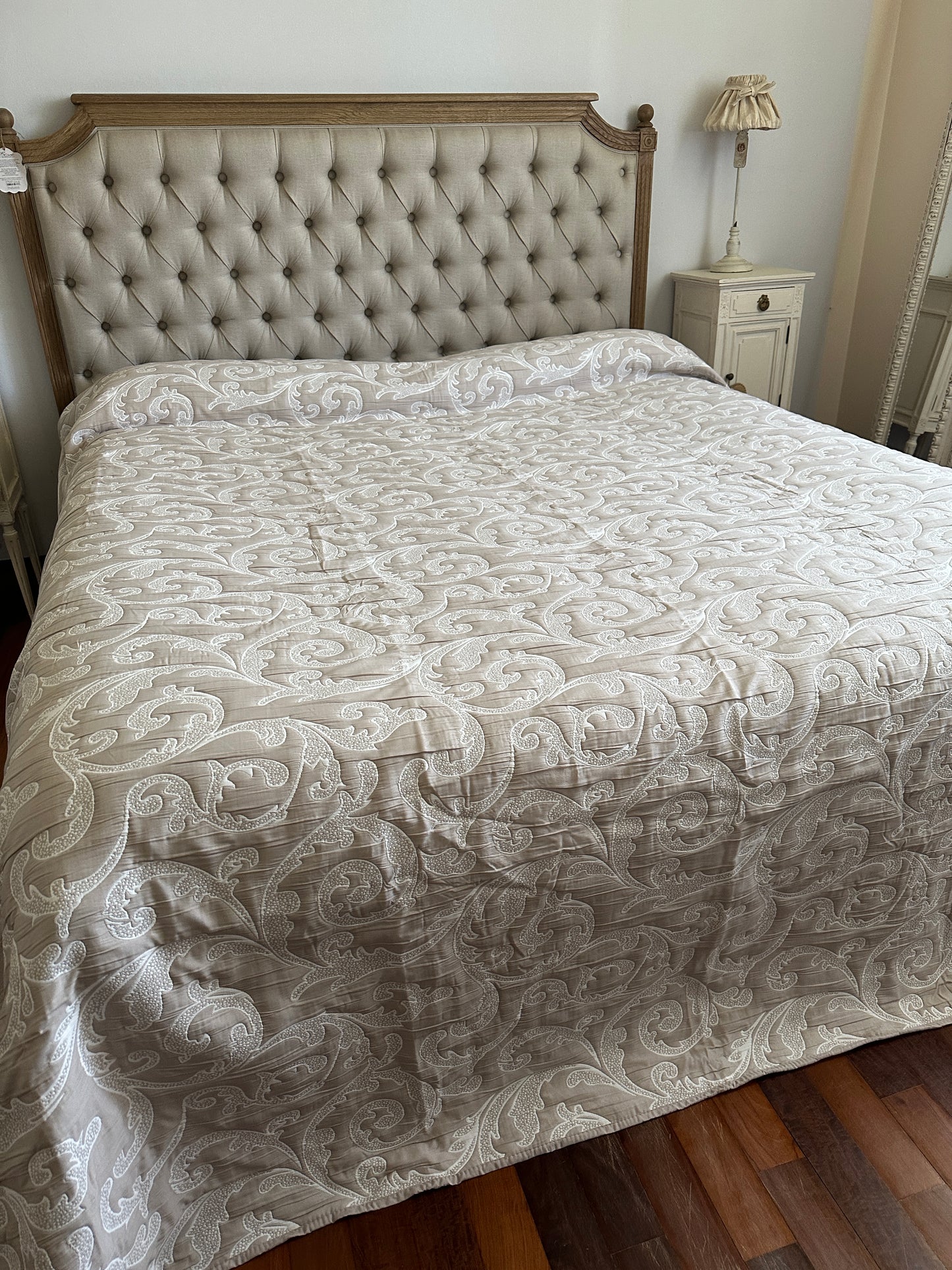 Trapuntino Estivo Reversibile Jacquard Natuale Con Disegno