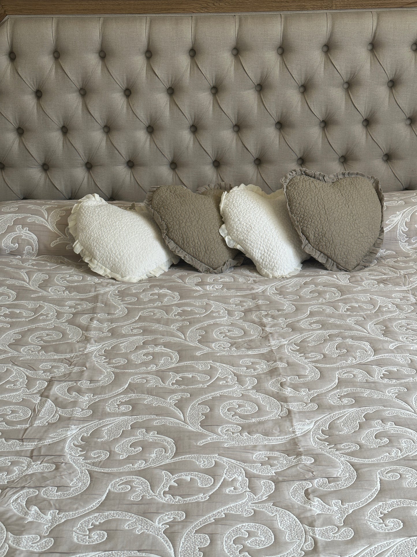 Trapuntino Estivo Reversibile Jacquard Natuale Con Disegno