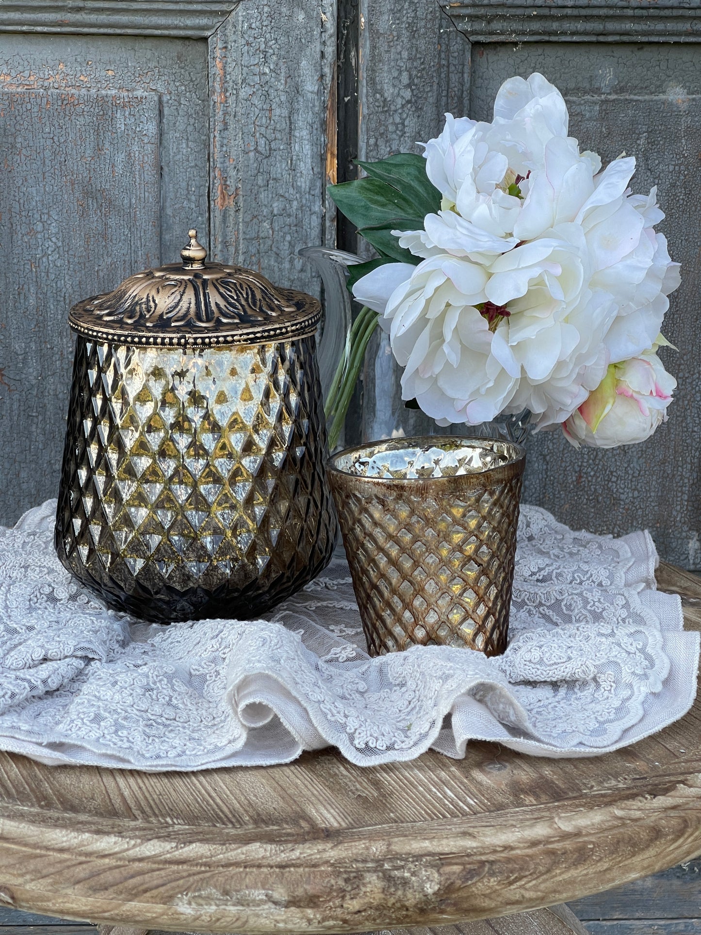 Vaso Con Coperchio Decoro Champagne