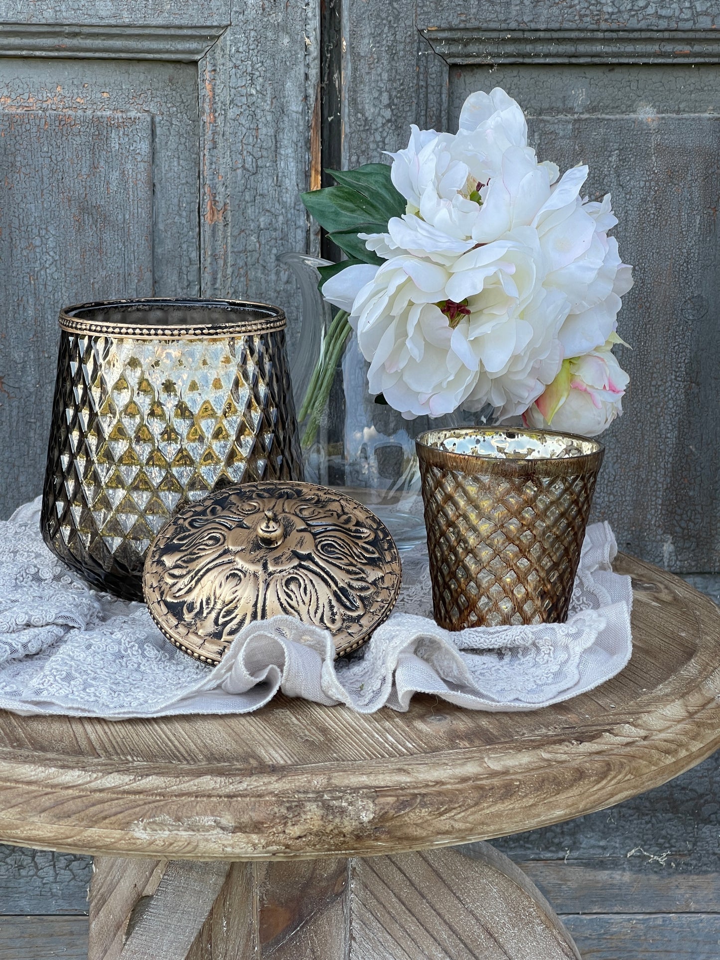 Vaso Con Coperchio Decoro Champagne