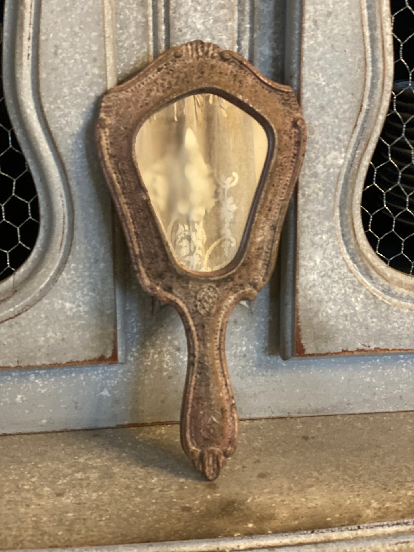 Specchio Con Manico Con Punta Decorata
