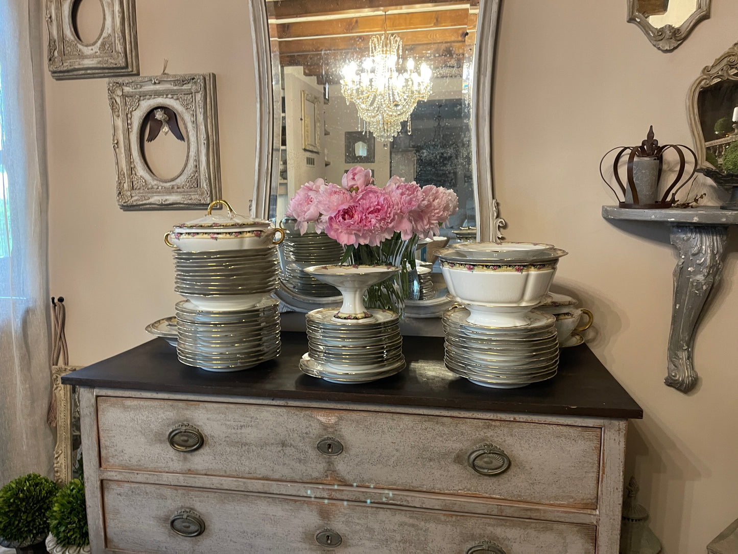 Servizio Piatti Antico Limoges Con Decori Floreali