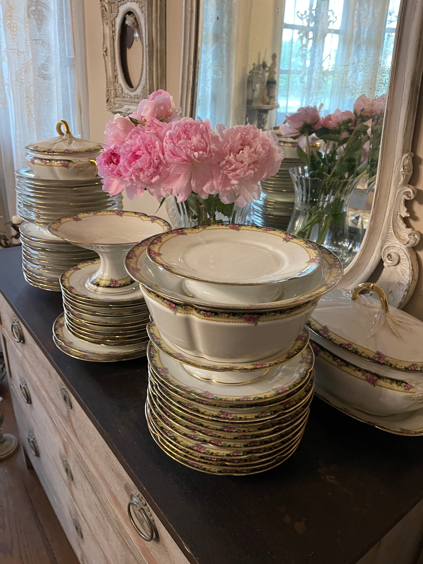 Servizio Piatti Antico Limoges Con Decori Floreali