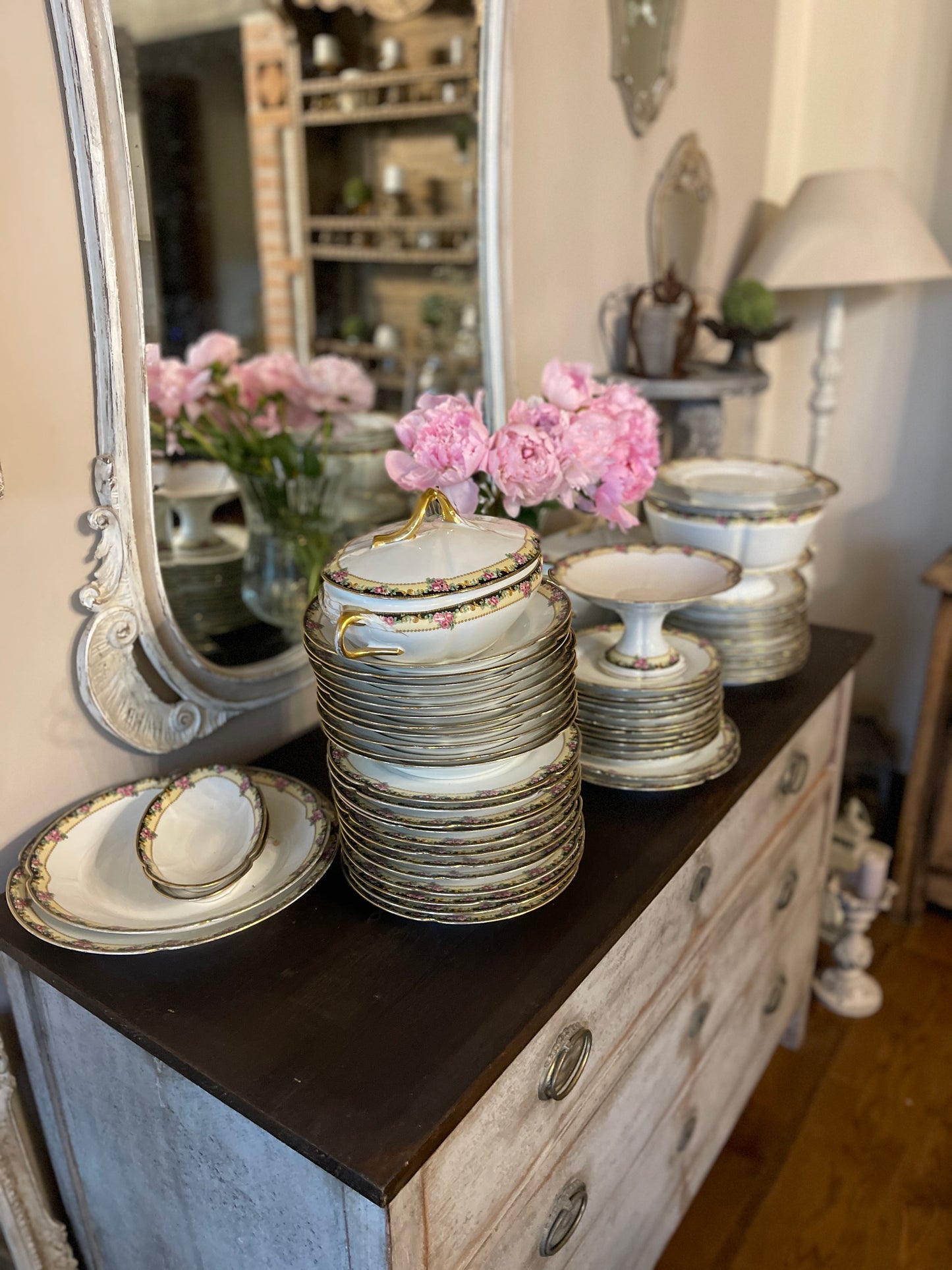 Servizio Piatti Antico Limoges Con Decori Floreali