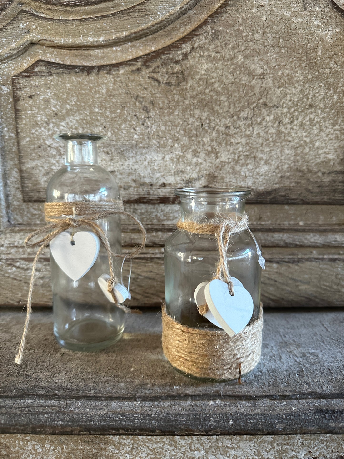 Vasetto Vetro Con Corda E Cuore