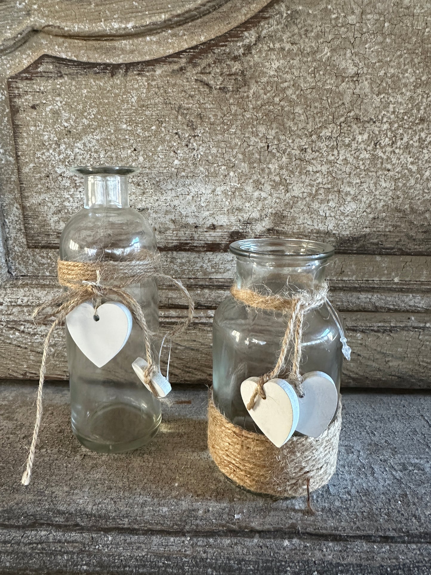 Vasetto Vetro Con Corda E Cuore