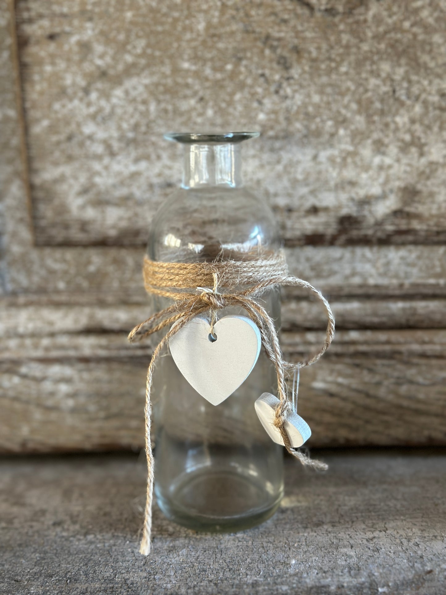 Vasetto Vetro Con Corda E Cuore