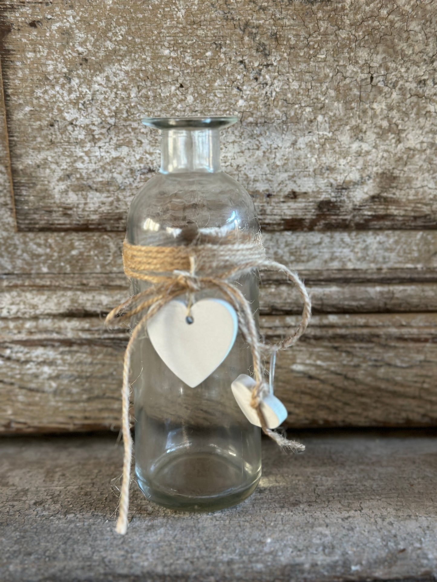 Vasetto Vetro Con Corda E Cuore