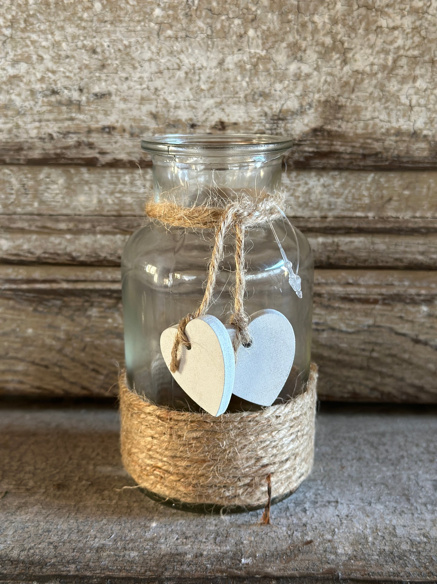 Vasetto Vetro Con Corda E Cuore