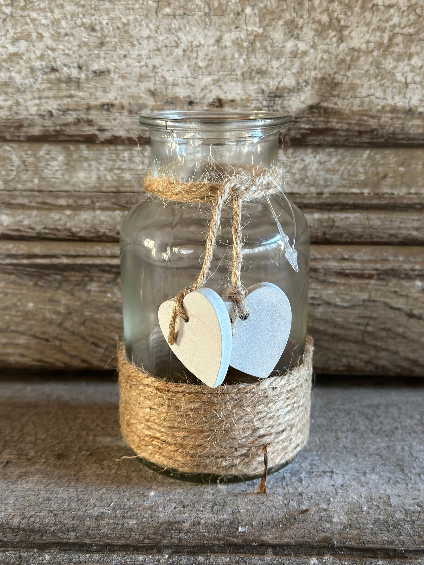 Vasetto Vetro Con Corda E Cuore