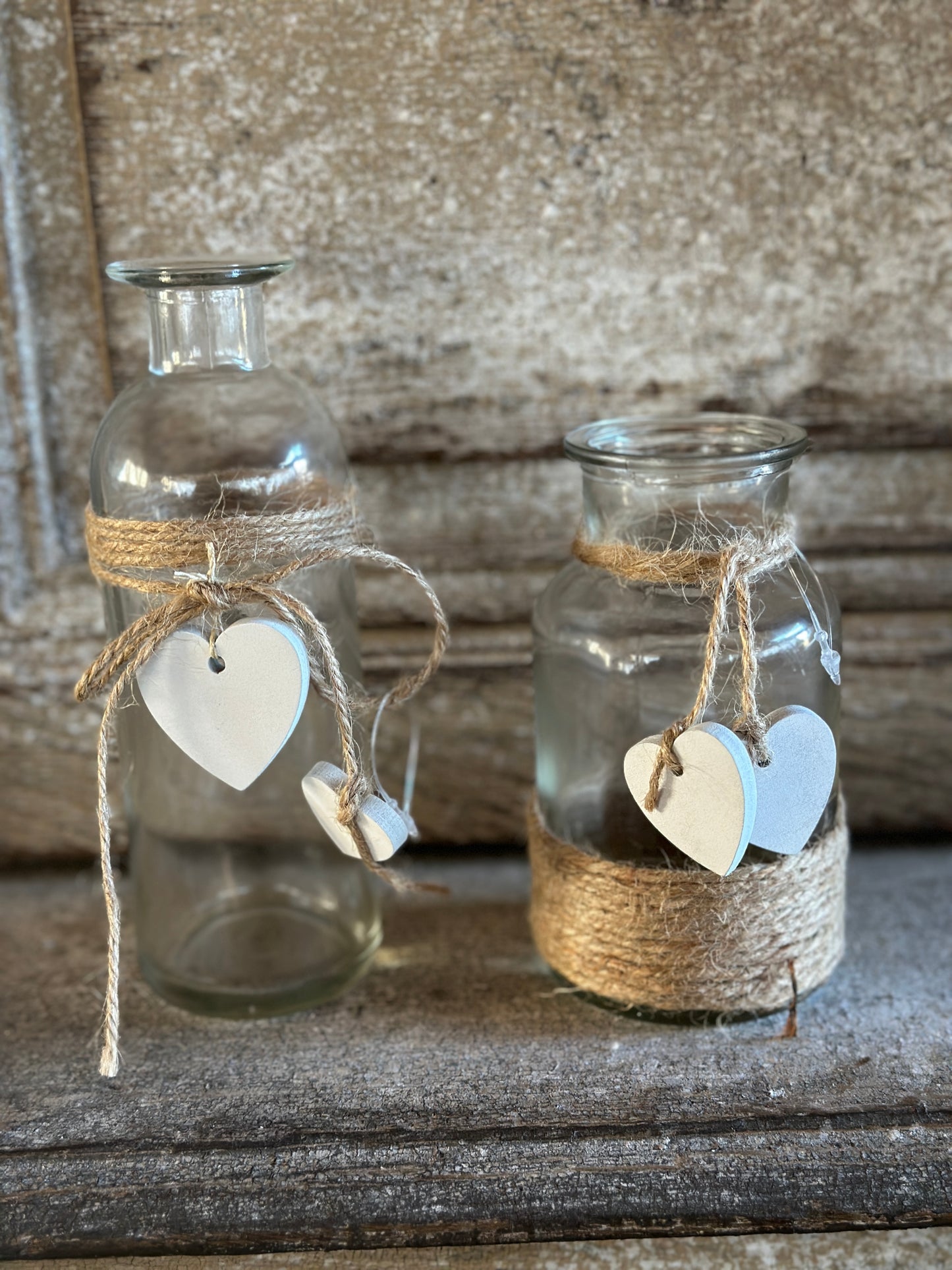 Vasetto Vetro Con Corda E Cuore
