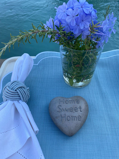 Tovaglietta Lino Ricamata Azzurro/ Bianco