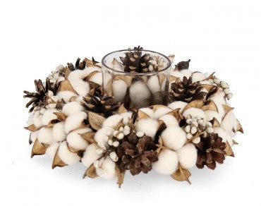 Porta Candela Con Fiore Cotone