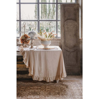 Tovaglia Beige Con Rouches