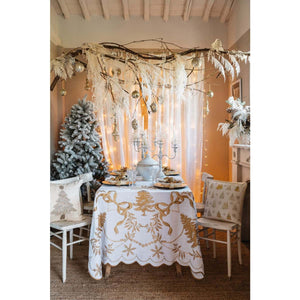 Tovaglia Copritavola Bianco/Oro Natale Scintillante
