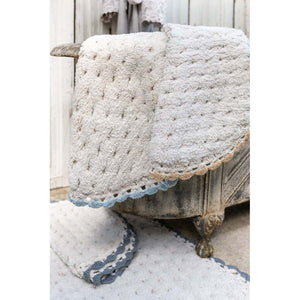 Tappeto Bagno Ovale Crochet Bianco