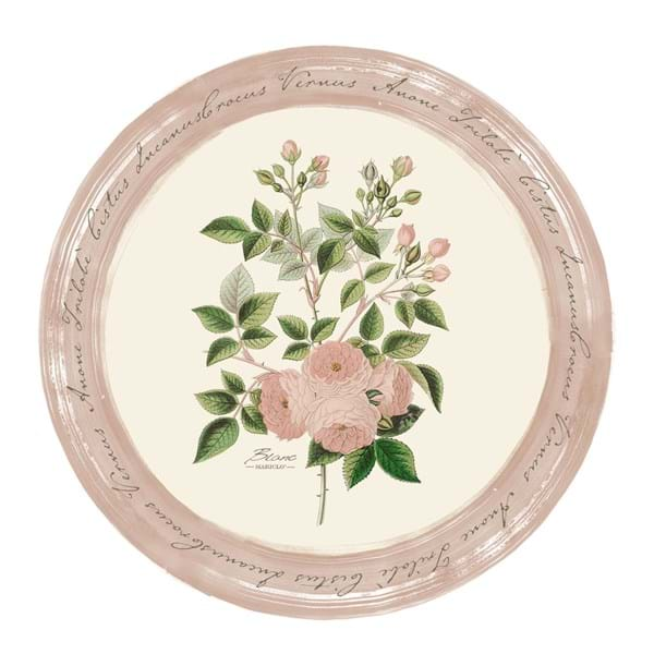 Sottobicchiere Vinile Rotonda Con Fiori E Bordo Rosa