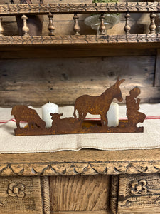 Gruppo Di Animali Presepe Corten