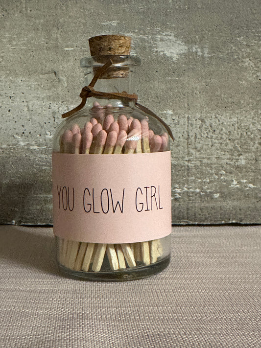 Bottiglia Con Fiammiferi Rosa "You Glow Girl"