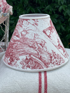 Paralume A Cono Per Lampada In Toile De Jouy Rosso