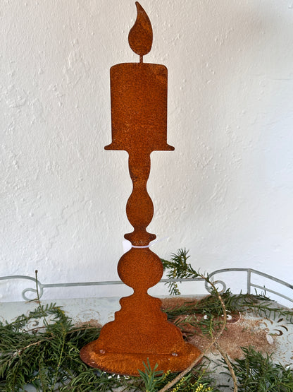 Candela Con Fiamma Sagoma Corten