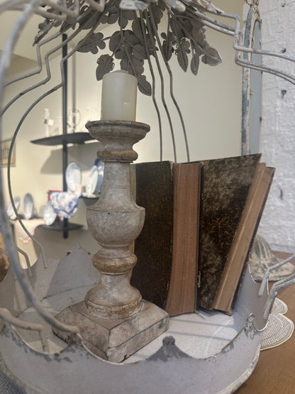 Candelabro In Legno Panna Anticato